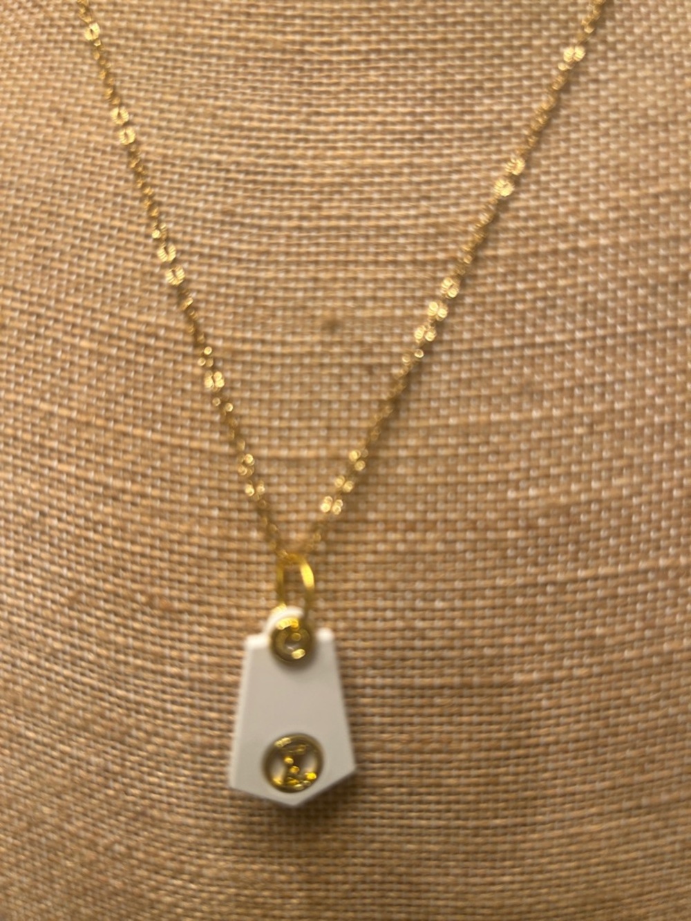 Gold Chain Necklace with White Pendant - Picture 7 of 10